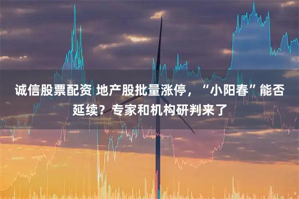 诚信股票配资 地产股批量涨停，“小阳春”能否延续？专家和机构研判来了